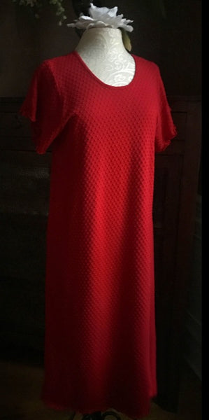 Vibrant Brights Short Sleeve 3/4 Length Gown Dot Collection CHERRY RED