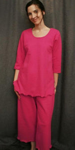 Hot Pink 3/4 Sleeve Top & Palazzos Dot Collection - Simple Pleasures, Inc.