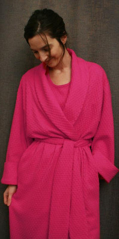 Hot Pink Short Shawl Collar Robe Dot Collection - Simple Pleasures, Inc.