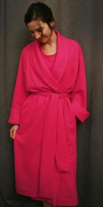Hot Pink 3/4 Length Shawl Collar Robe Dot Collection