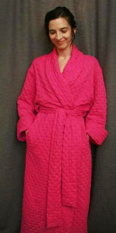 Hot Pink 3/4 Length Shawl Collar Robe Waffle Collection