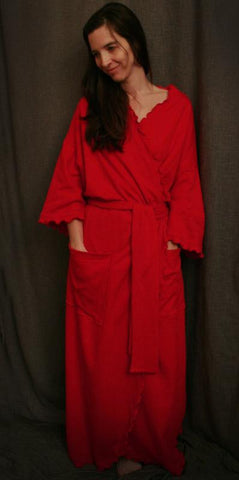 Cherry Red Long Wrap Robe Check Collection - Simple Pleasures, Inc.