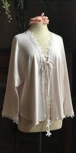 Cotton Bed Jacket Three-Quarter Sleeve Simple Pleasures Couture