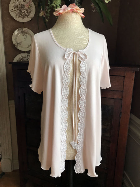 Cotton Knit Bed Jacket Short Sleeve Simple Pleasures Couture