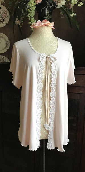 Cotton Knit Bed Jacket Short Sleeve Simple Pleasures Couture