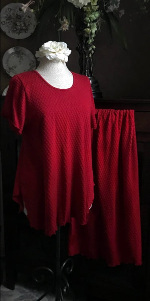 Vibrant Brights Short Sleeve Long Top & Palazzos Dot Collection Cherry Red