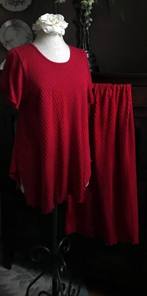 Vibrant Brights Short Sleeve Long Top & Palazzos Dot Collection Cherry Red