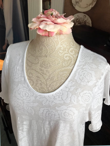 Short Sleeve Short Gown Cotton LACE