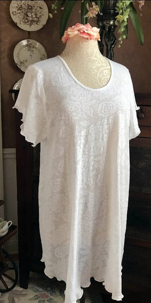 Short Sleeve Short Gown Cotton LACE