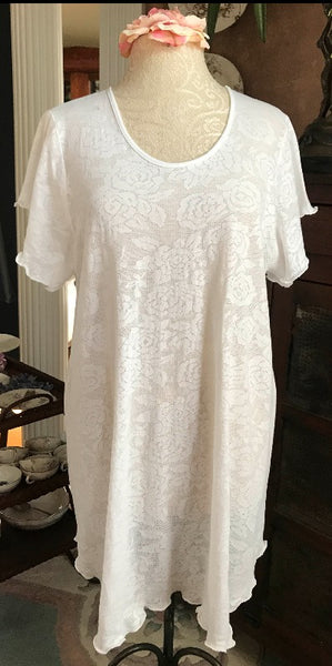 Short Sleeve Short Gown Cotton LACE