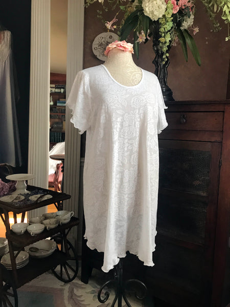 Short Sleeve Short Gown Cotton LACE