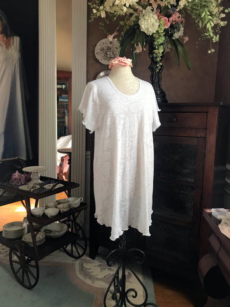 Short Sleeve Short Gown Cotton LACE