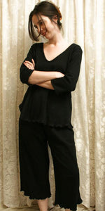 V Neck 3/4 Sleeve Long Top & Palazzos CHECK