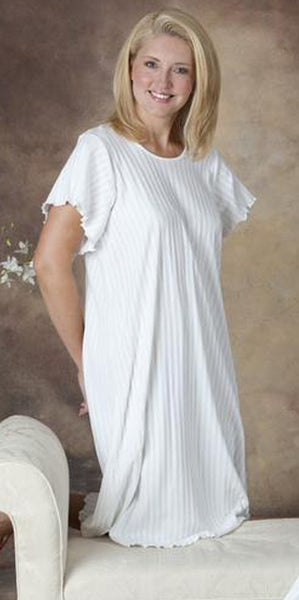 Short Sleeve 3/4 Length Gown Shadow Stripe Collection