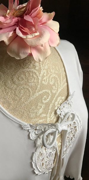 Cotton Bed Jacket Interlock Venise Lace Simple Pleasures Couture