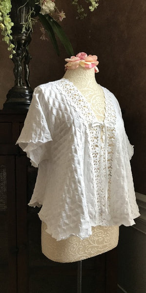 Cotton Bed Jacket Venise Lace Simple Pleasures Couture