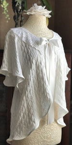 Cotton Bed Jacket Flutter Sleeve Waffle Simple Pleasures Couture