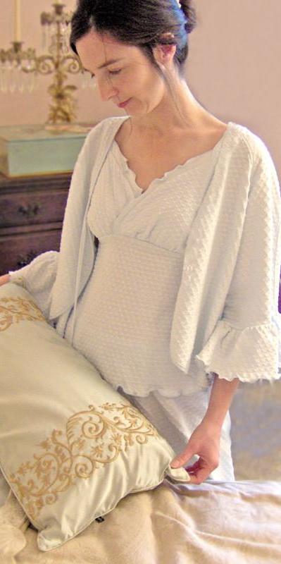 Ruffle Sleeve Bed Jacket DOT Collection