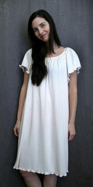 Gloria Flutter Sleeve Short Knee-Length Gown - Simple Pleasures, Inc.