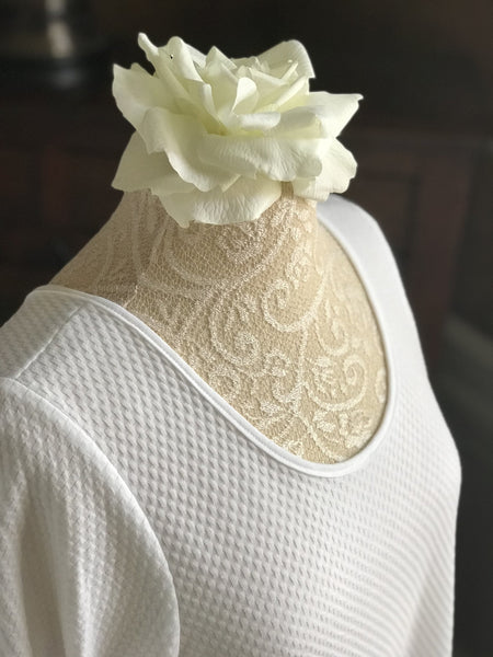 3/4 Sleeve 3/4 Length Gown BASKET WEAVE