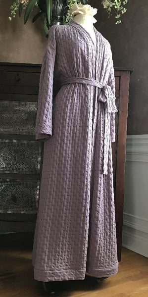 Smokey Neutral Long Simple Wrap Robe Waffle Collection